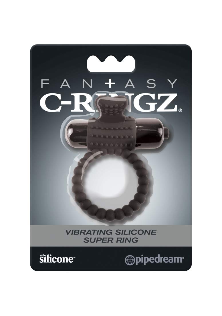 VIBRATING SILICONE SUPER RING - BLACK