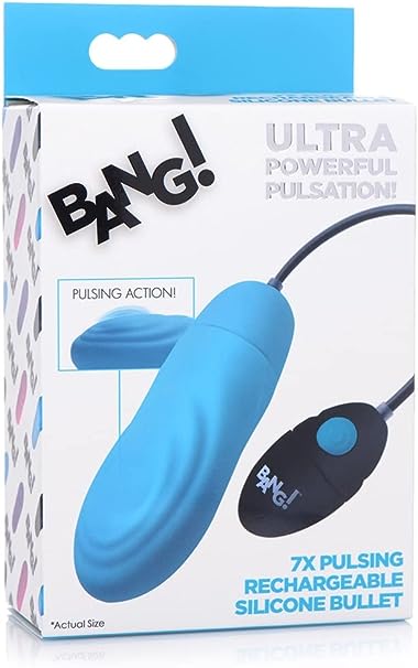 7X PULSING RECHARGEABLE SILICONE BULLET - BLUE