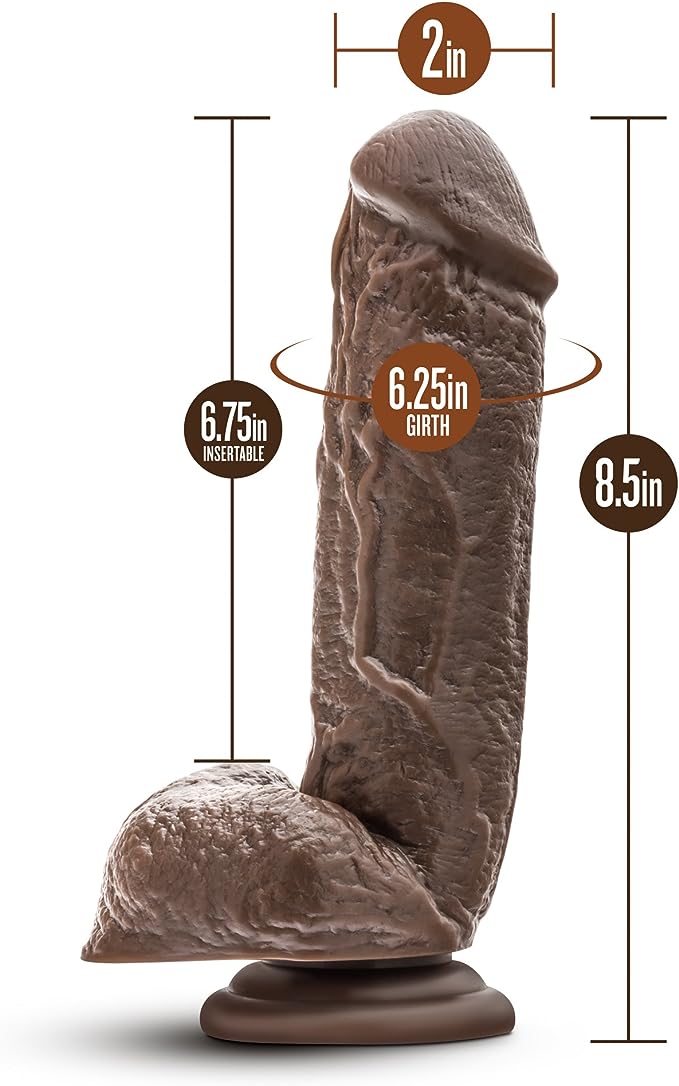 8.5 INCH DILDO WITH SUCTION CUP - CHOCOLATE