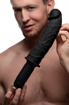 The Curved Dicktator Giant Dildo Thruster - Black