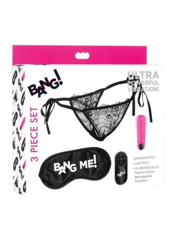 Panty Lace Panties, Bullet, & Blindfold Kit - Pink"