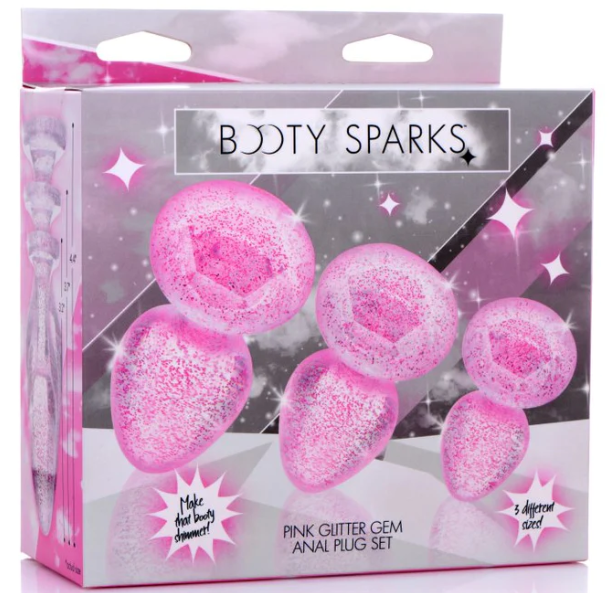 Pink Glitter Gem Anal Plug Set