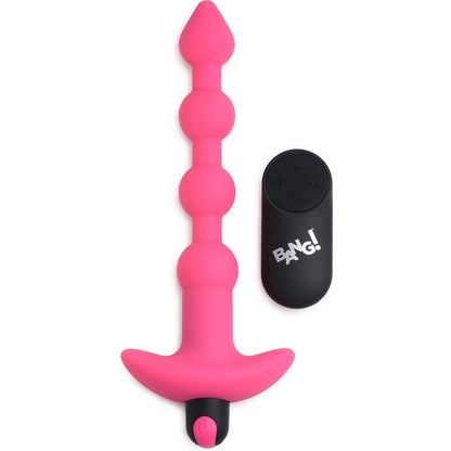 Vibrating Silicone Anal Beads & Remote Control - Pink"