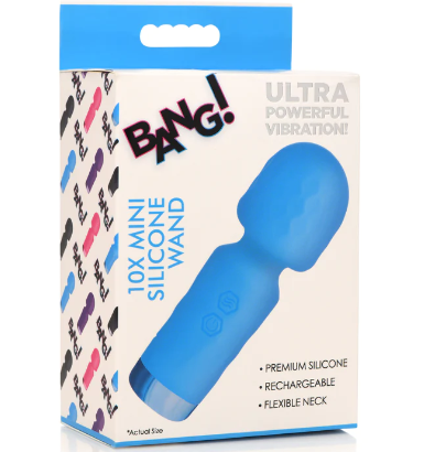 10X VIBRATING MINI SILICONE WAND - BLUE