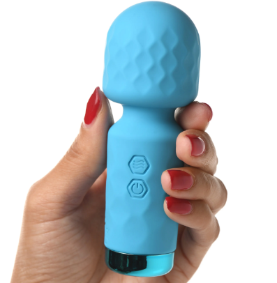 10X VIBRATING MINI SILICONE WAND - BLUE