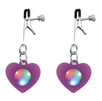 SILICONE LIGHT UP HEART NIPPLE CLAMPS