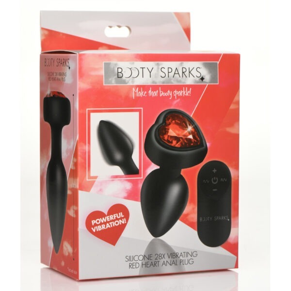 28X SILICONE VIBRATING RED HEART ANAL PLUG W/ REMOTE CONTROL