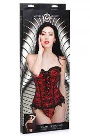 SCARLET SEDUCTION LACE-UP CORSET & THONG - MEDIUM