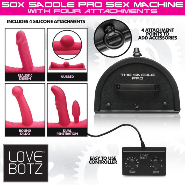 50X SADDLE PRO SEX MACHINE W/ 4 ATTACHMENTS