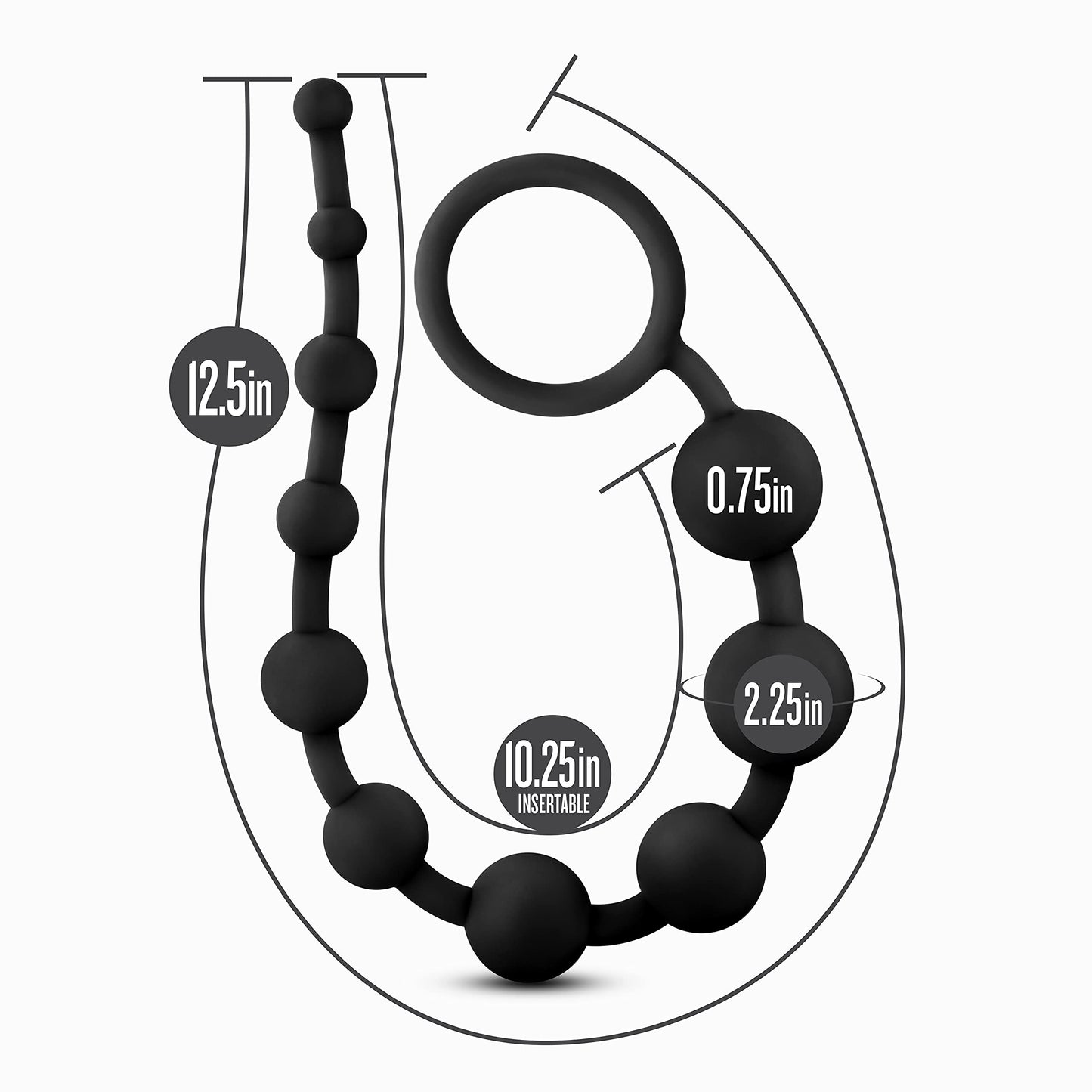 SILICONE 10 ANAL BEADS - BLACK