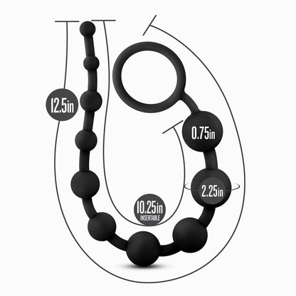 SILICONE 10 ANAL BEADS - BLACK