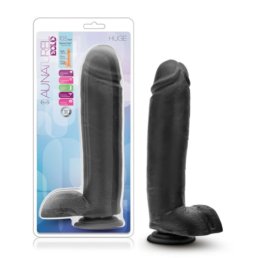 10.5" BOLD SENSAFEEL DILDO - HUGE - BLACK