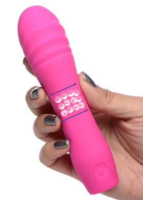 Twirl Teaser Rotating Beads Silicone Vibe - Magenta