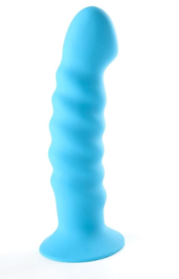 RIBBED SILICONE DILDO - BLUE