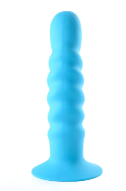 RIBBED SILICONE DILDO - BLUE