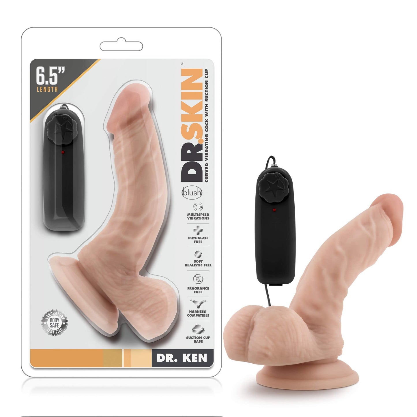 6.5" CURVED VIBRATING COCK WITH SUCTION CUP