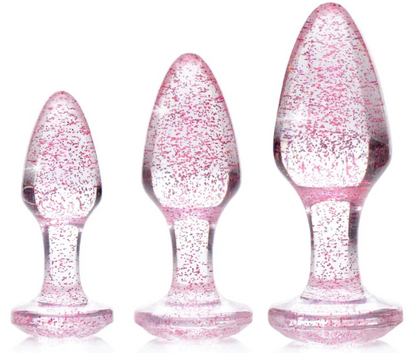 Pink Glitter Gem Anal Plug Set