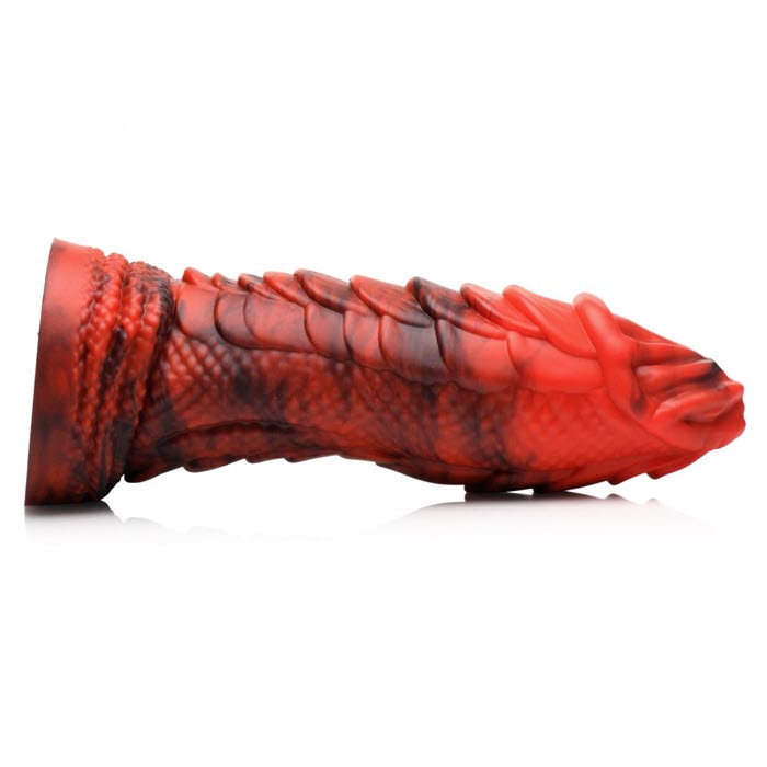 FIRE DRAGON RED SCALY SILICONE DILDO