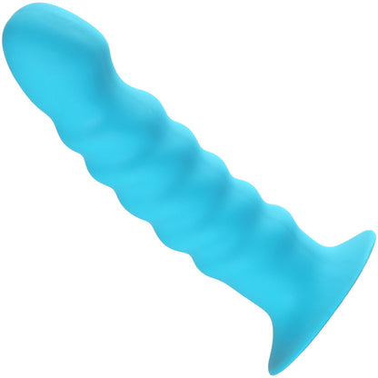 RIBBED SILICONE DILDO - BLUE