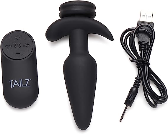 ON VIBRATING SILICONE ANAL PLUG & 3 TAILS W/ REMOTE CONTROL