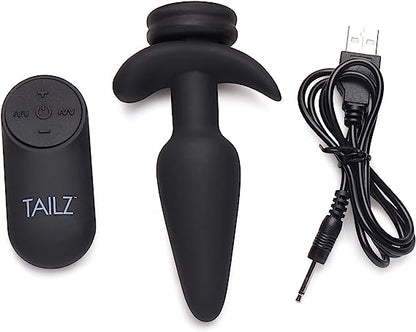 ON VIBRATING SILICONE ANAL PLUG & 3 TAILS W/ REMOTE CONTROL