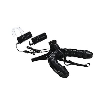 VIBRATING DOUBLE DELIGHT STRAP-ON - BLACK