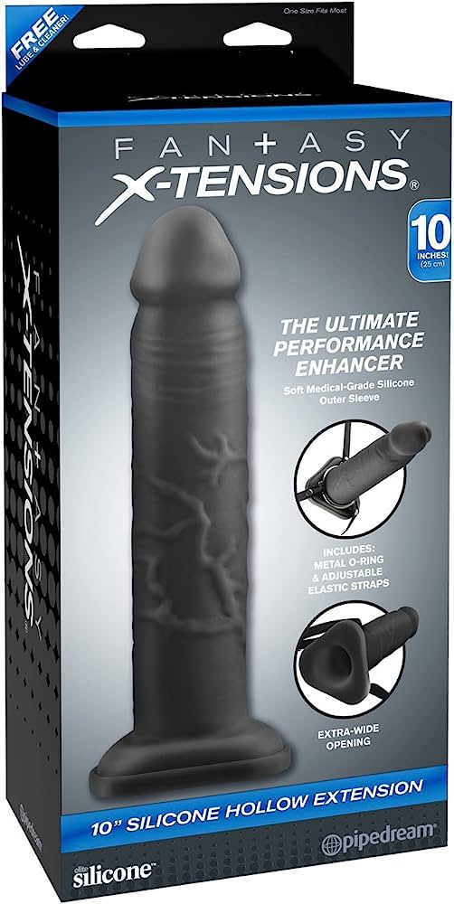 10" SILICONE HOLLOW EXTENSION - BLACK