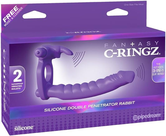 SILICONE DOUBLE PENETRATOR RABBIT - PURPLE