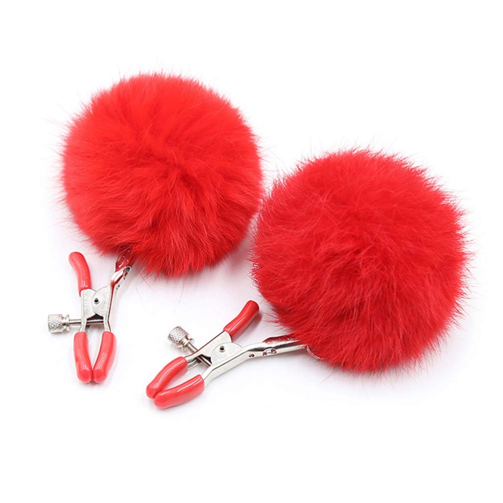 POM POM NIPPLE CLAMPS - RED