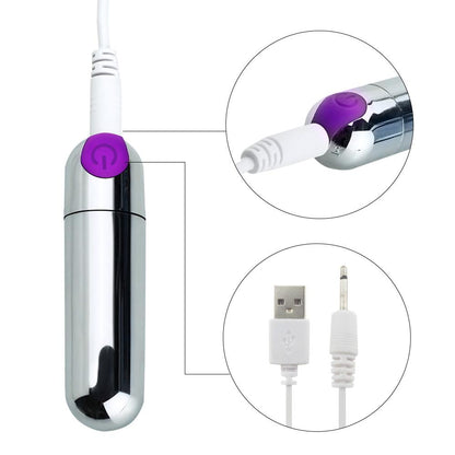 BALA VIBRADORA RECARGABLE CON CABLE USB - PLATA