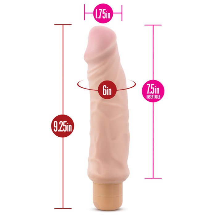 VIBRATING 9'' DILDO - BEIGE