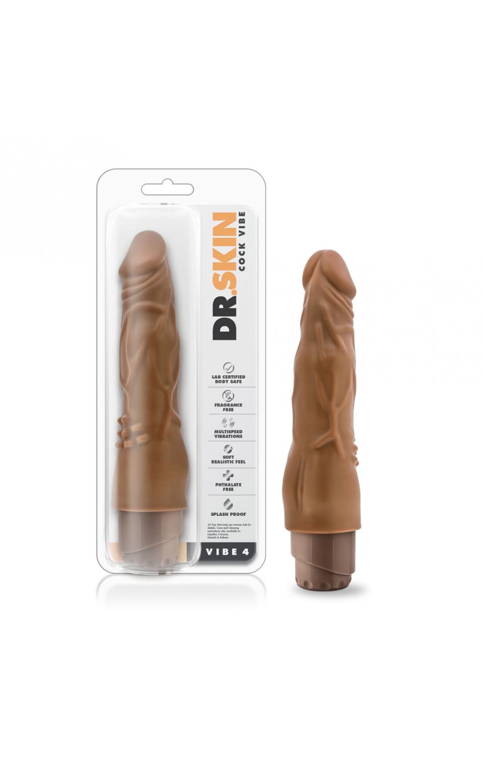 8" VIBRATING COCK - MOCHA