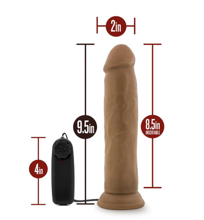 9.5" VIBRATING REALISTIC COCK WITH SUCTION CUP - MOCHA