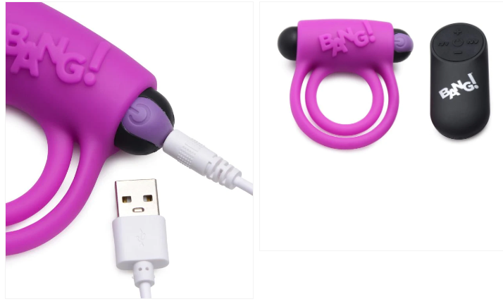 Silicone Cock Ring & Bullet w/ Remote Control - Purple