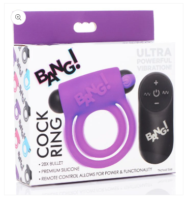 Silicone Cock Ring & Bullet w/ Remote Control - Purple